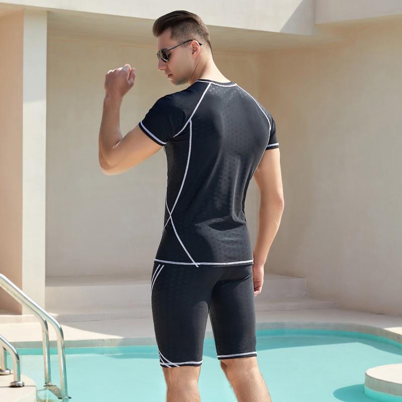 Mens Quick-Dry Breathable Swim Trunks With Shark Skin Texture Compression Fit Surfing Snorkeling Swimming