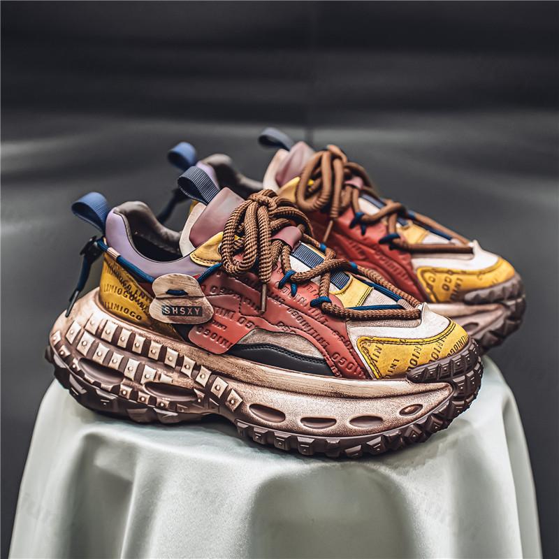 Fashion Men's Shoes 2025 Spring New Sports Wear-resistant Casual Shoes Fashion Height Increasing Comfortable Lace-up Platform Sneakers