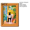 Reusable Picture Frame Set for Cabinets Cute Cat Magnetic Fridge Magnet, Vintage Wooden Frame, Fun Decorative Frames Office Whiteboards Scene