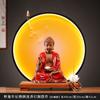 Decor Acasă Statuie Buddha a Marelui Buddha Soare Shakyamuni Lumină LED Cerc Decorațiuni Ornamente Arzător de Tămâie cu Reflux