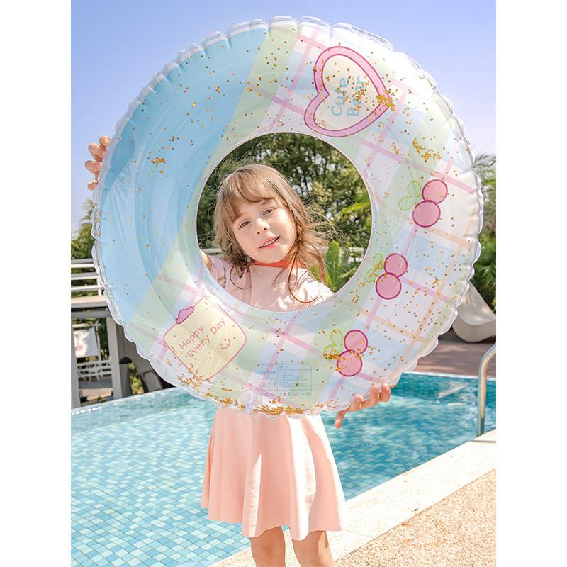 Childrens And Adult Swimming Circle Cartoon Love Cherry With Glitter  Water Toy