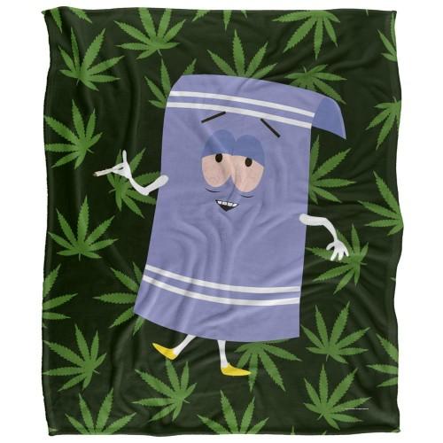South Park Silky Leaf Print Towelie Supersoft Blanket