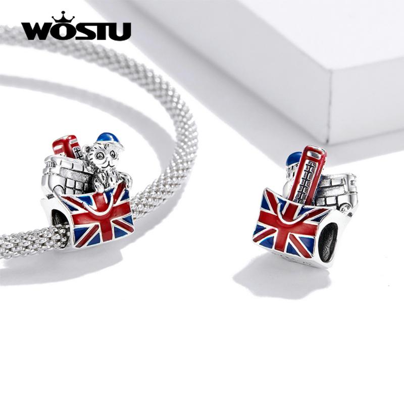 WOSTU 925 Sterling Silver Colorful Travel Charm Journey Pendant Fit Original Bracelet DIY Necklace Pendant Gift Jewelry CQC1738