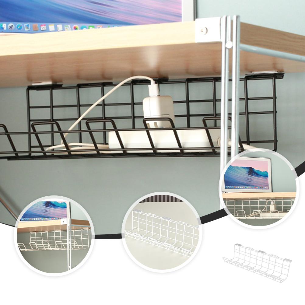 Wire Basket Shelf Under Table Storage Rack Wire Desk Hide Cords Under Management Under Management Tray Cord Organizer Rack Wire