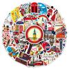 50 UK Cartoon Outdoor Scenery Travel Journal Waterproof Stickers, Decorative DIY Set
