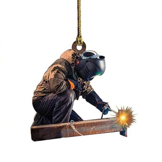 Svářečské ozdoby na vánoční stromek 2D plochá svářečská ozdoba akrylová vánoční stromková závěsná dekorace dárky pro muže svářeče