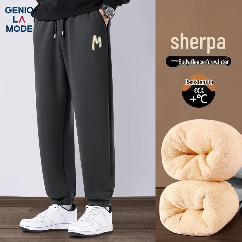 

GENIOLAMODE Men s Fleece-Lined Lamb Wool Jogger Pants 2XL