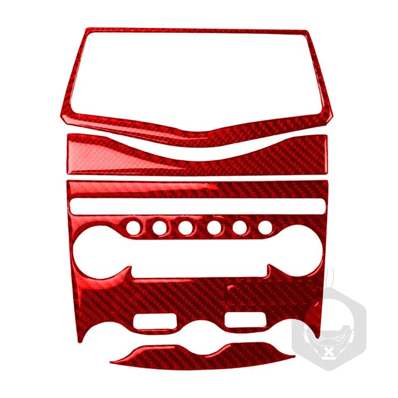 5pcs Carbon Fiber Interior Auto Radio Console System Panel Trim Sticker For Nissan 370Z Z34 2009- Modification Decoration