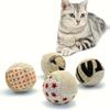 1‑4 Pcs Sound‑emitting Cat Chase Ball Toy, Random Cartoon Print, Heavy‑duty Canvas Material, Battery‑Free Interactive Kitten Pla