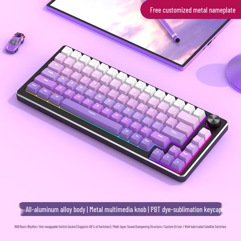83-Key Aluminum RGB Wired Custom Mechanical Keyboard for Gaming and Office