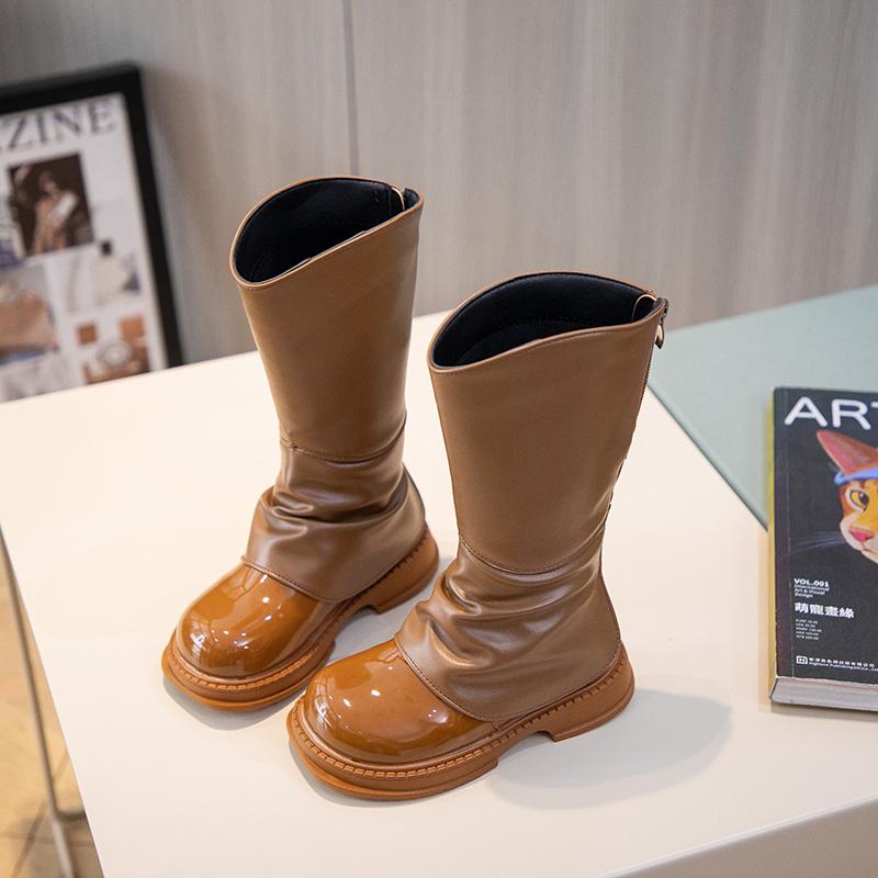 

2024 Новые Простые Нескользящие Детские Модные Универсальные Мягкие Девочковые Высокие Сапоги Шикарные ПУ Задняя Молния Уникальные Элегантные Детские Сапоги Принцессы 26 хаки