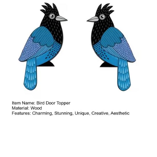 1 Pair Tropical Parrot Door Topper Wooden Blue Bird Door Frame Decoration Rustic Window Corner Wall Art for Home Bathroom Bedroom Office