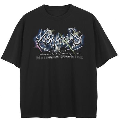 Sokak Giyimi Harfli Grafik Siyah Tişört Pamuk Unisex Üstler Tees Yaz Kısa Kollu Tişört