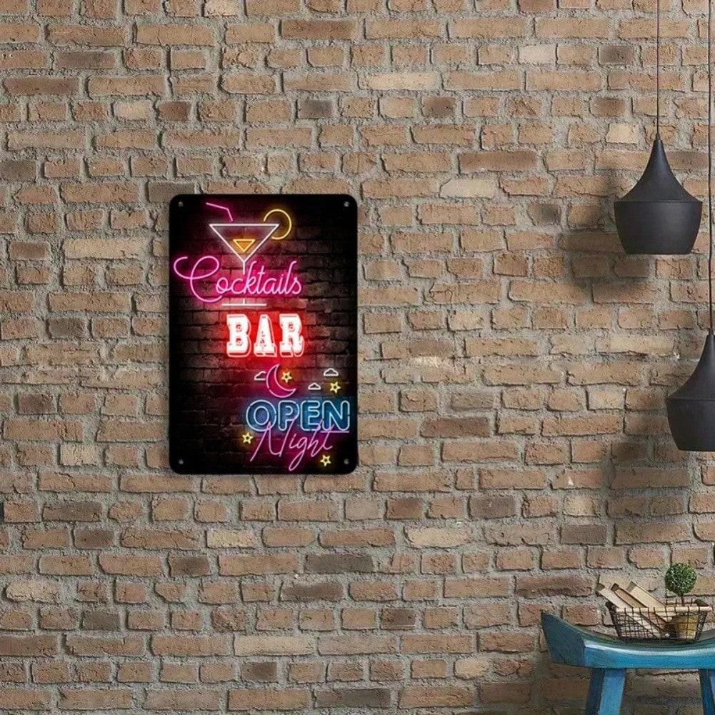 Neon Cocktail Bar Light Up Sign Wall Art Decor For Night Party Home Pub 8x12 Inches
