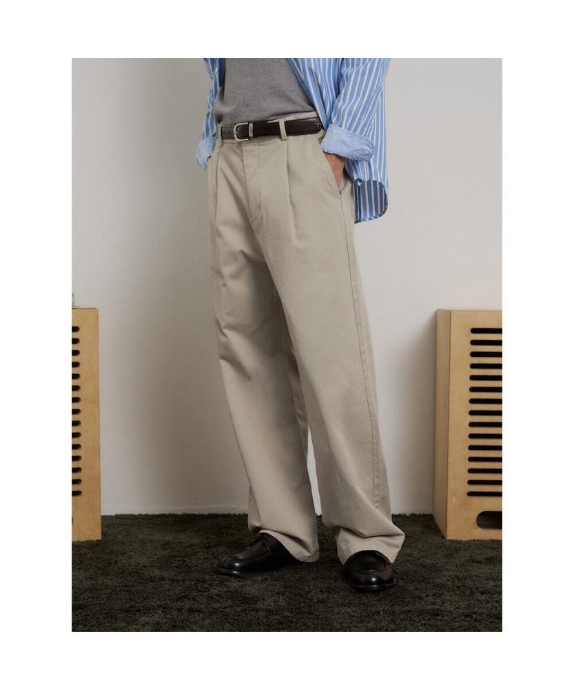 Binpolmen Heritage Club Tuck Wide Chino Pants Beige