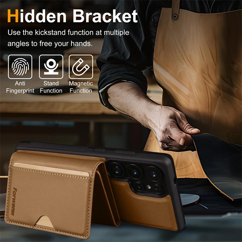Luxury 2-in-1 Magnetic MagSafe Wireless Charging Leather Case for Samsung S26 S25 Ultra S24 S22 Plus Note 20 Ultra Card Holder
