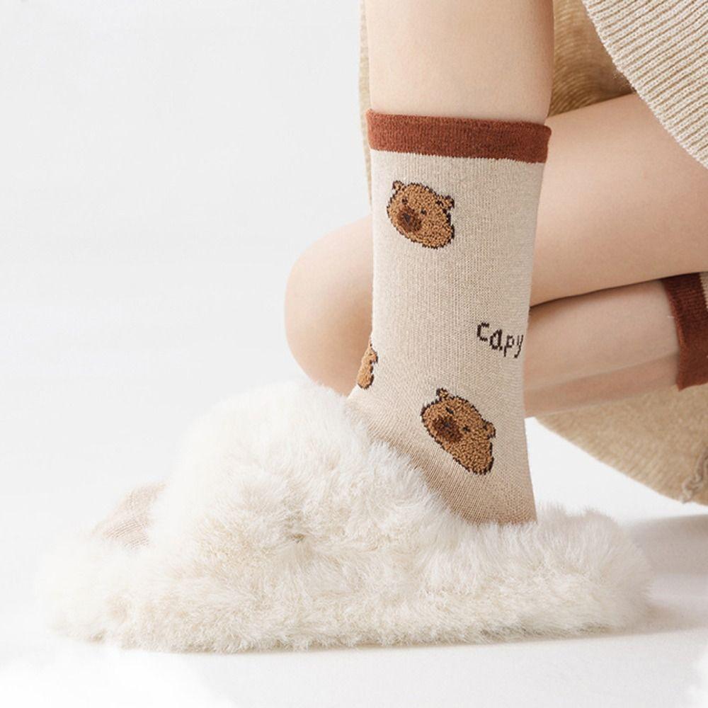Soft Kids Capybara Socks Cartoon Kapibara Hosiery Anti-slip Baby Cotton Socks  Boys