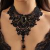SHIXIN Gothic Hollow Out Black Lace Choker Necklace Women Vintage Punk Red Blood Drop Pendant Necklace Halloween Neck Chain New