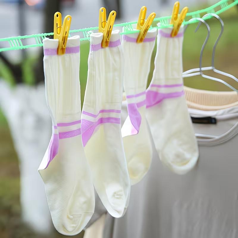 Windproof Clothesline Non Slip Portable Laundry Rope Indoor Outdoor Punch Free Clothesline for Travel Camping Balcony Home Use