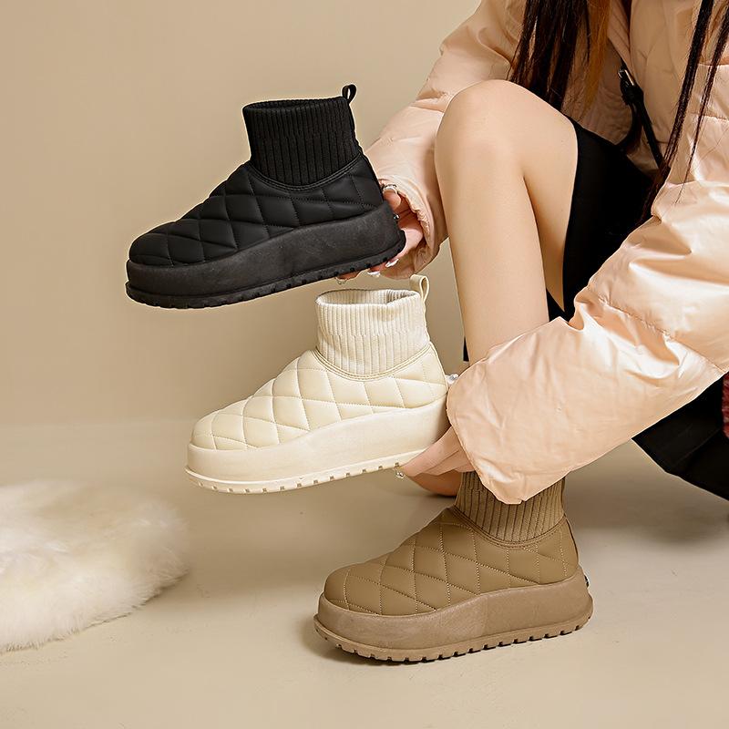 Fleece High-top Snow Boots Women's 2025 Winter New Student Ins Korean Version of Thermal Casual Shoes Cotton Shoes MX7801