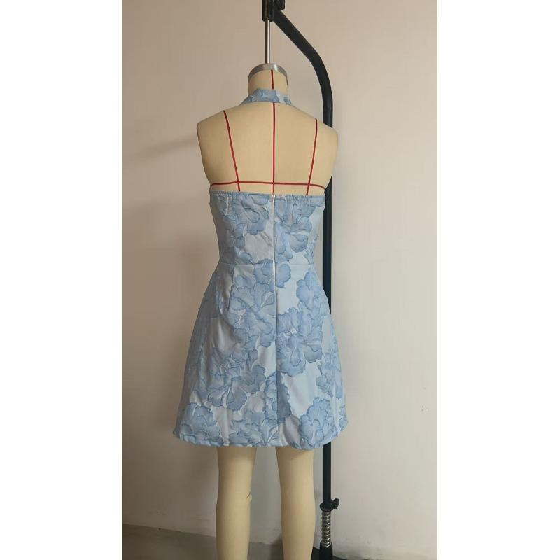 Damen trägerloses Minikleid mit Blumenmuster, A-Linie, lässig, für den Alltag