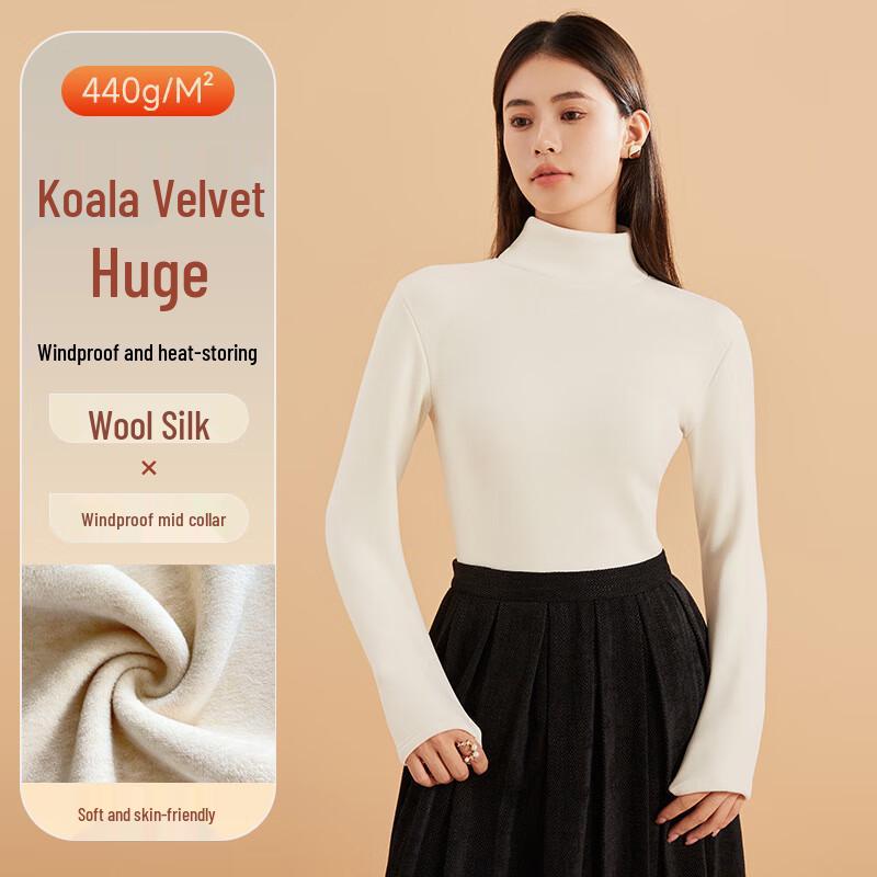 Elegant Women s High-Collar Fleece-Lined Thermal Top