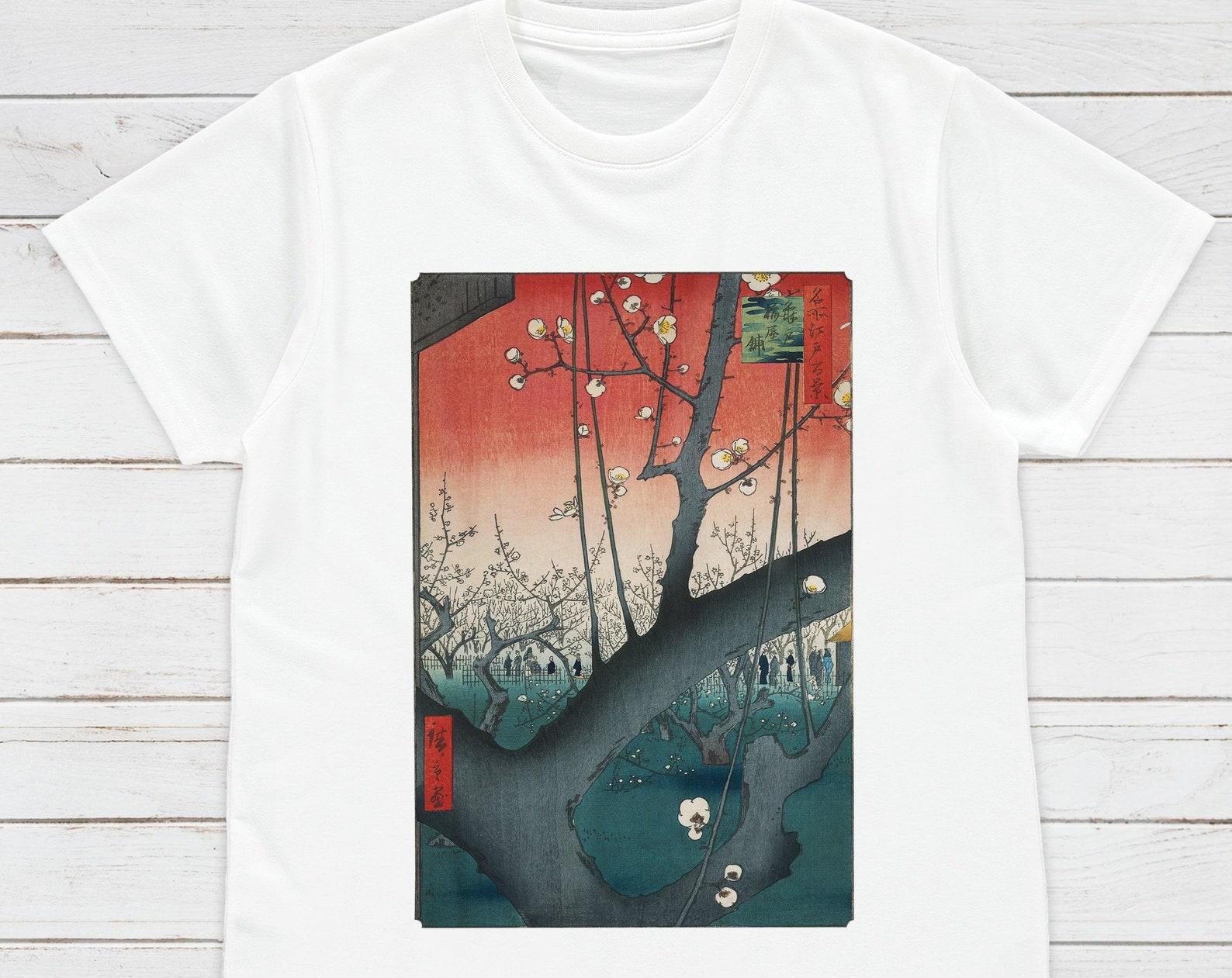 Ukiyo-e Plum Park T-Shirt, Japanese Woodblock Art Tee XL