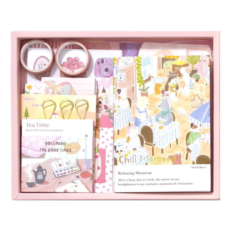 Xin Mo Nuan Ji Hand Account Book Gift Set: Leisure Cultural & Creative Student Stationery with Stickers & Tape