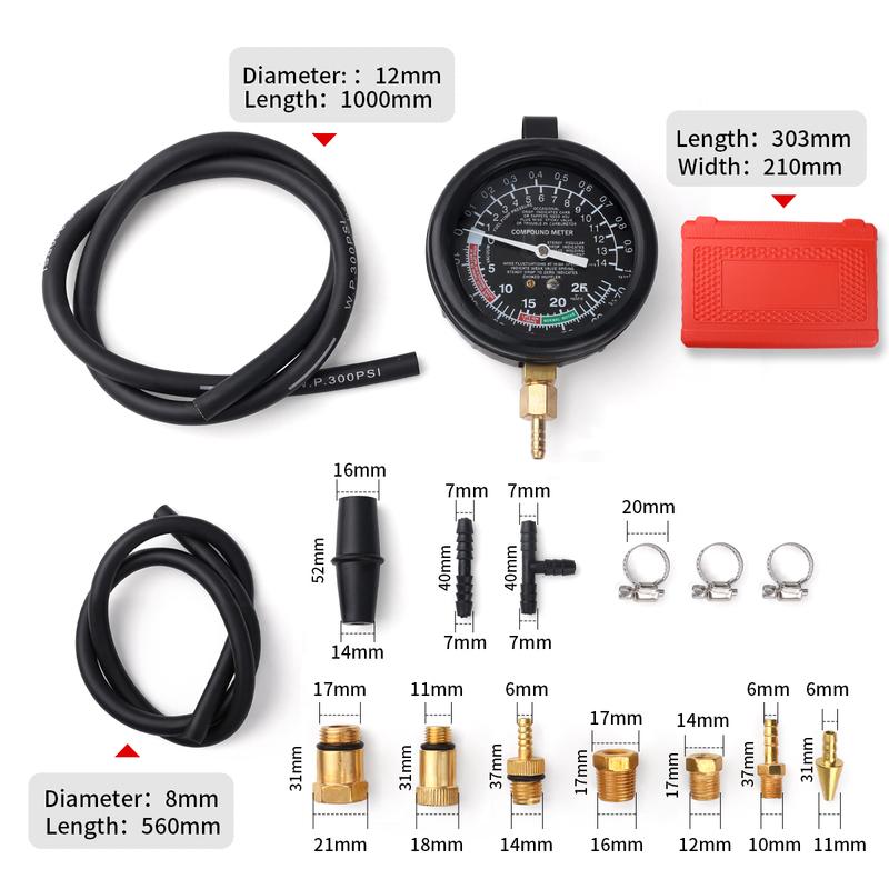 Exhaust Back Pressure Gauge Automobile Exhaust Gas Pressure Gauge Exhaust Pipe Detector Auto Repair Vacuum Gauge