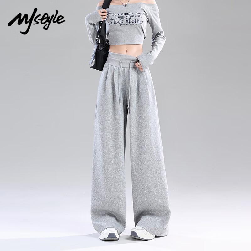 

MJ STYLE Women s High-Waist Wide-Leg Sweatpants S