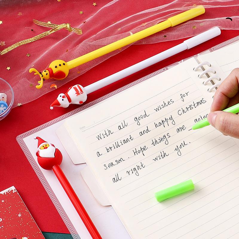 Festive Cartoon Christmas Pen: Cute Black Ink for Students