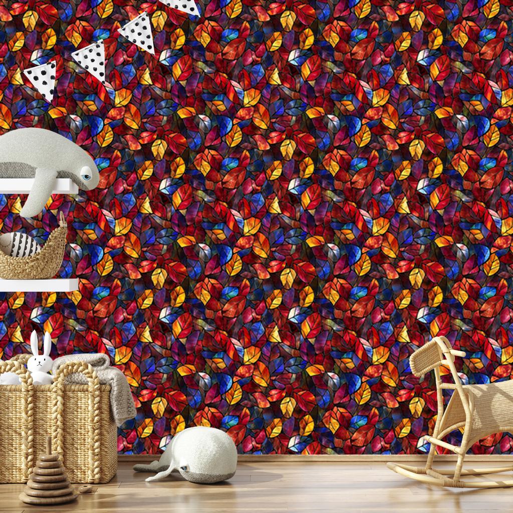 Burgundy and red stained glass wallpaper for living room and bedroom 50x1000