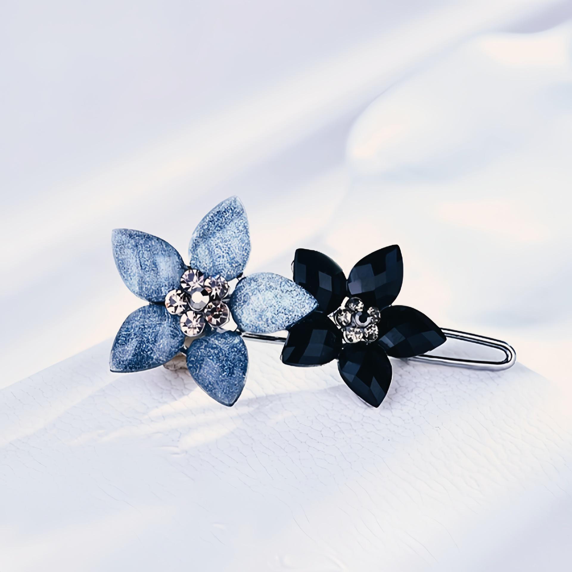 Korean Style Retro Leaf  Flower Hair Clip Hairpin with Frog Buckle