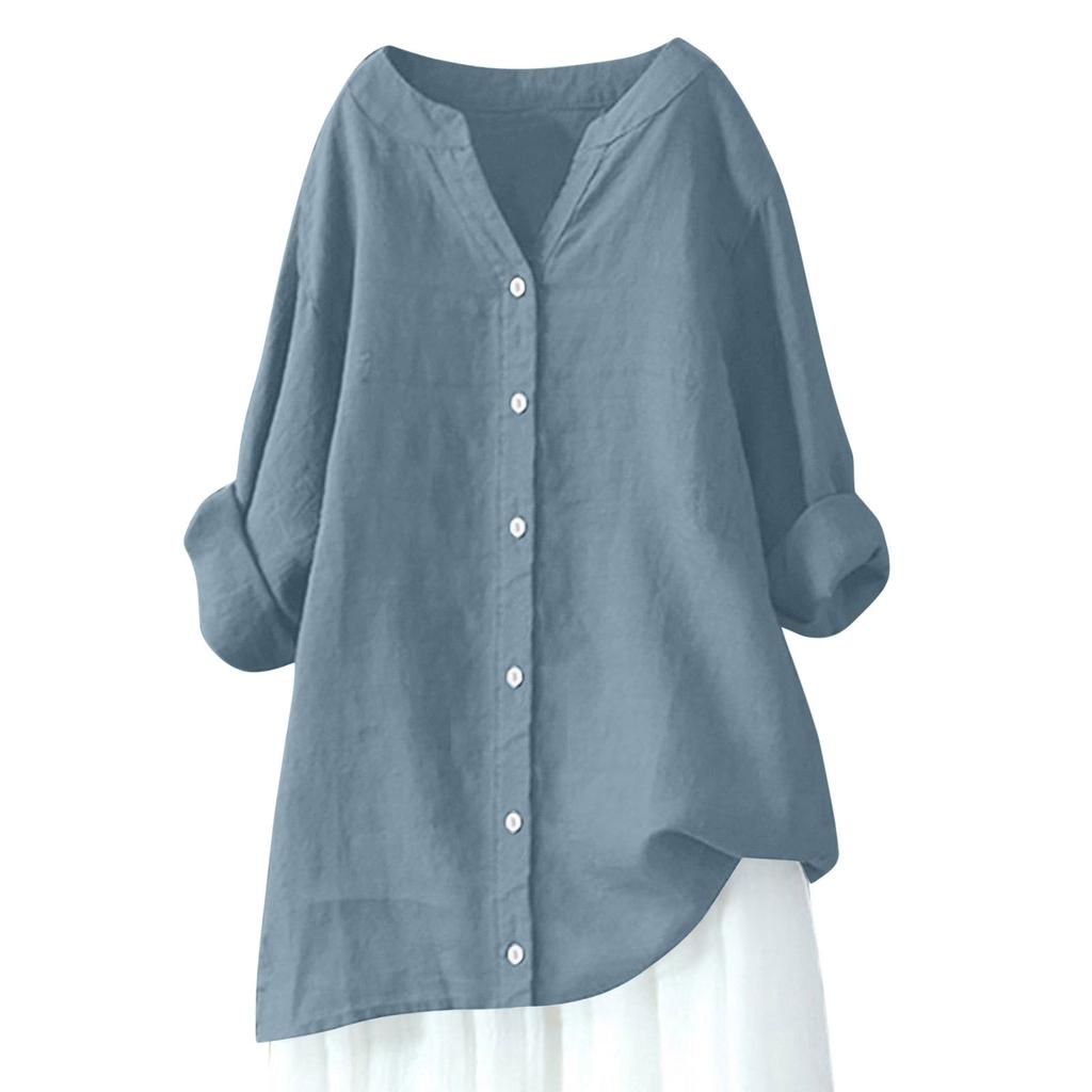 Women's Long Sleeve Button Color Loose Shirt Casual Shirt