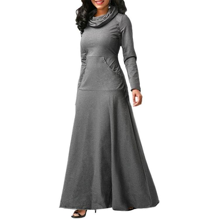 Women Plus Size Casual Long Dress Cotton Pullover Autumn Winter