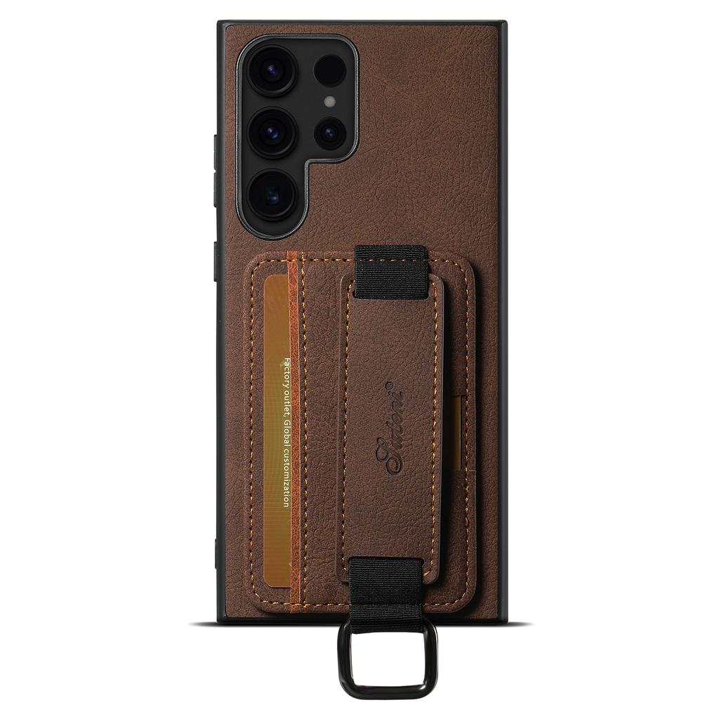 SUTENI H13 For Samsung Galaxy S24 Ultra Case Litchi Texture Phone Cover with Kickstand Card Holder