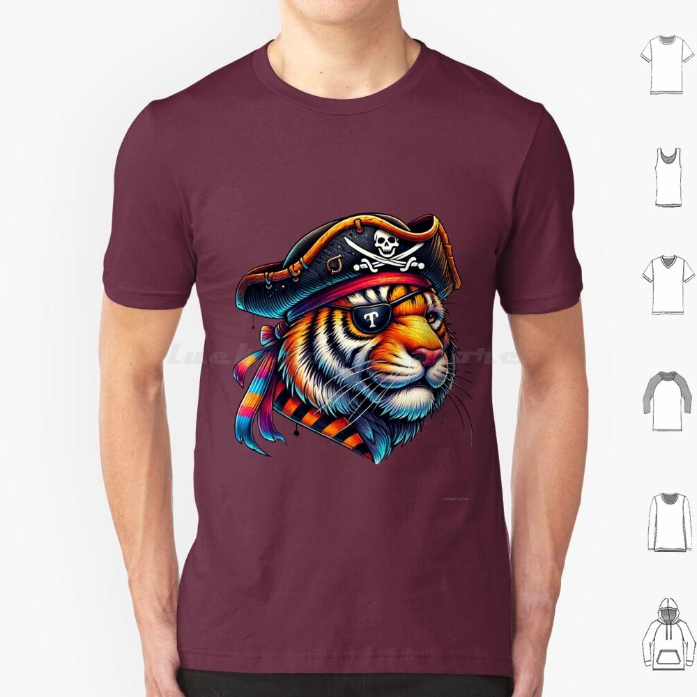The Legendary Pirate TigerKing Of The Wild Oceans T Shirt Cotton Men Women DIY Print Pirate Tiger Animal Art Colorful