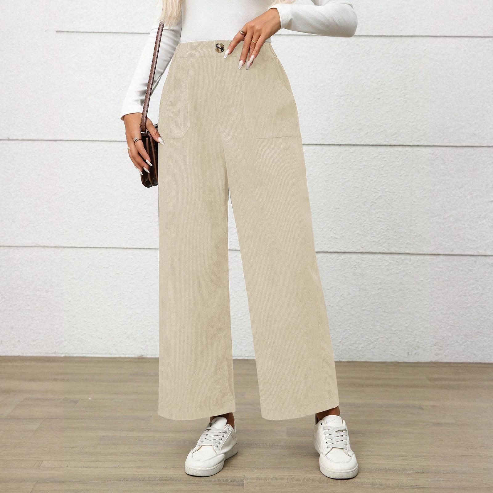 

Women s Straight Pants Fashion Casual Pants Nine Point Harlan Pants L бежевый