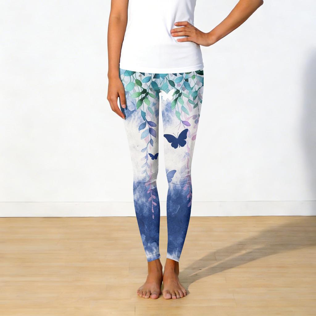 Pantaloni Casual Stampati a Gamba Dritta Moda Donna Pantaloni Yoga Stampati Slim per Esterno