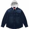 Supreme Quilted Lined Hooded Velvet Snap Shirt Navy