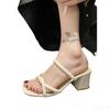 Slimming Ladies Slippers Summer Outdoor Coarse Heel Shoes Retro elegant high-heel slippers Fashion square toe sexy women shoes