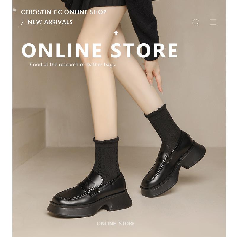 Dámské mokasíny s platformou se silnou podrážkou, nové jarní a podzimní jednoduché boty, retro design, malé kožené boty britského stylu Niche