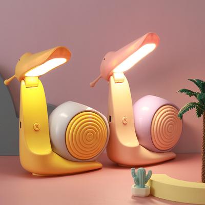 1Pc Internet Celebrity Desktop Small Table Lamp, Cartoon Snail Two-speed Led Charging Table Lamp, Student Bedroom Night Light