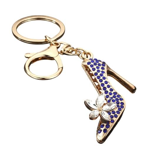 Keychain Pendant Sparkling Rhinestones High Heels Charm Key Chain with Lobster Clasp Electroplated Key Holder Bag Accessory