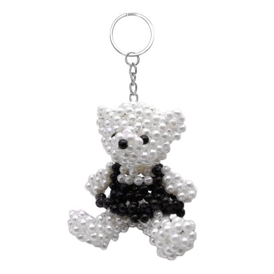 Faux Pearl Bear Rabbit Keychain Pendant Handmade Braided Lightweight Charm Key Chain Backpack Bag Accessory