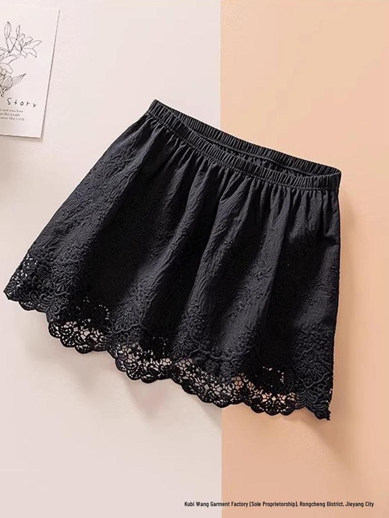 2025 Women's White Cotton Lace Skirt: Autumn/Winter Layered Design with Jeans, Hip-Covering Half-Skirt