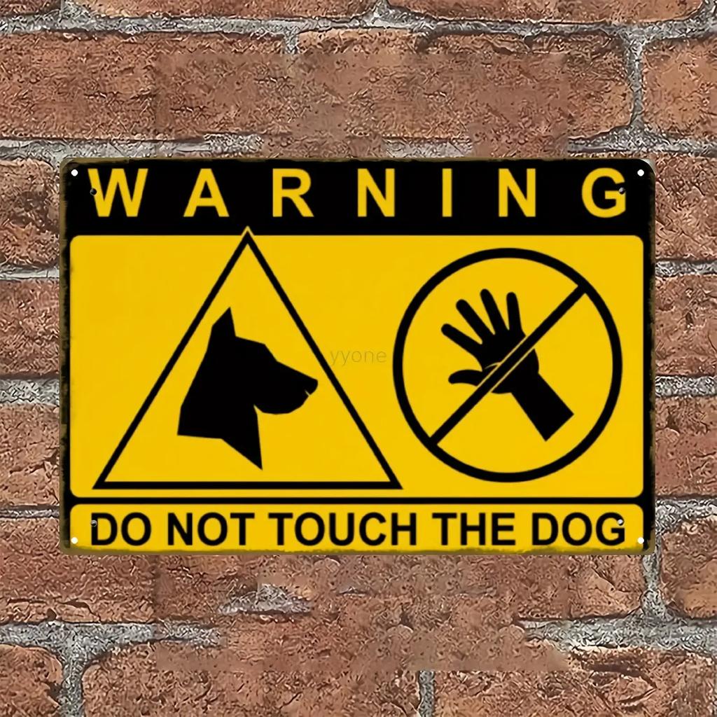 Hund nicht anfassen Metall Warnschild D Flach Gelb Schwarz Zinn Wanddekor für Tierhandlung Park Pflegeheim xin