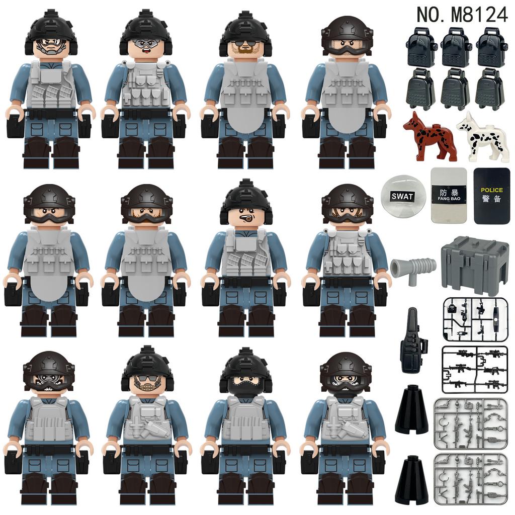 48 Children'S Small Particle Building Block Toys Motorcycle Weapon Accessories Military Minifigures