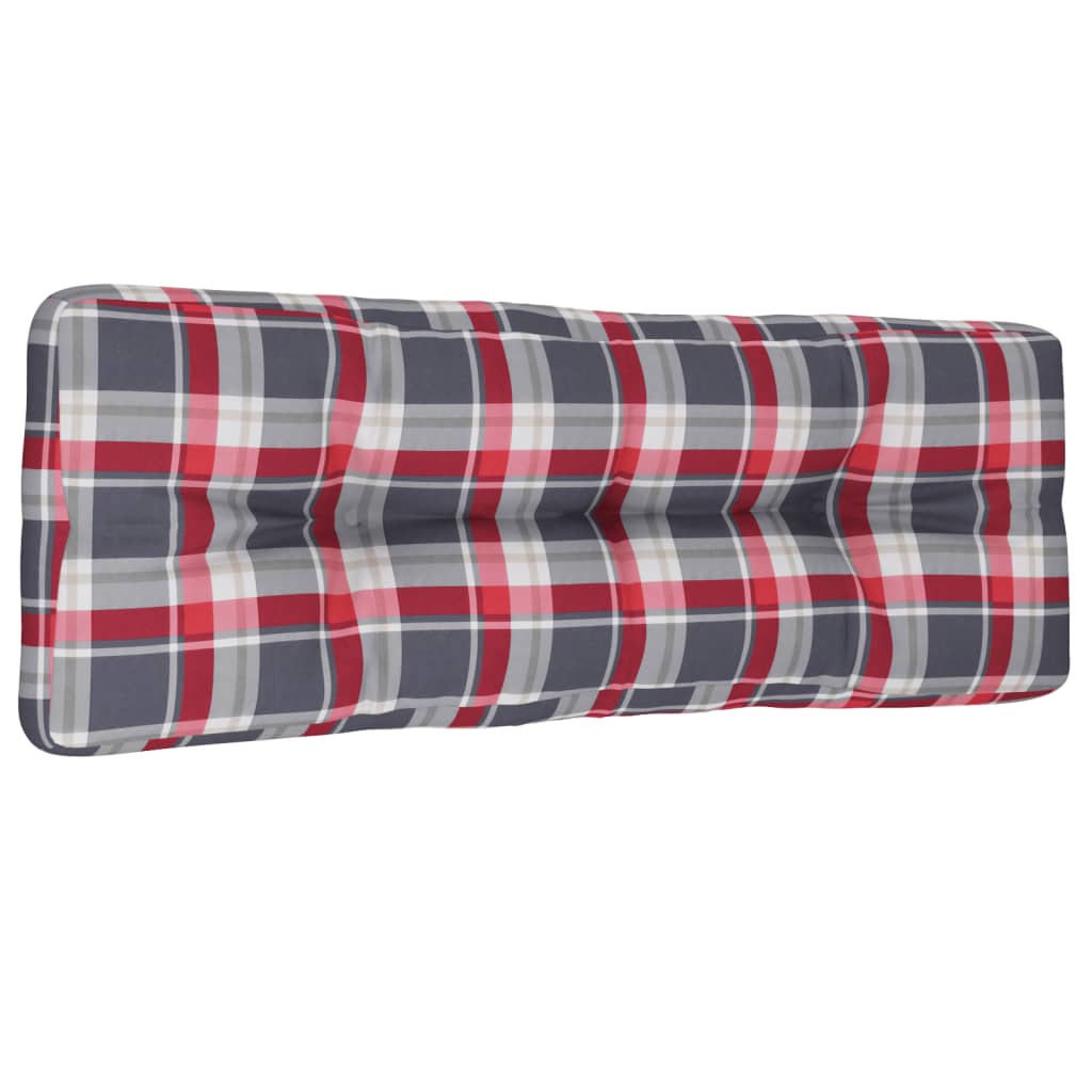 Pallet Cushion Red Checkered Pattern 120x40x12 cm Fabric