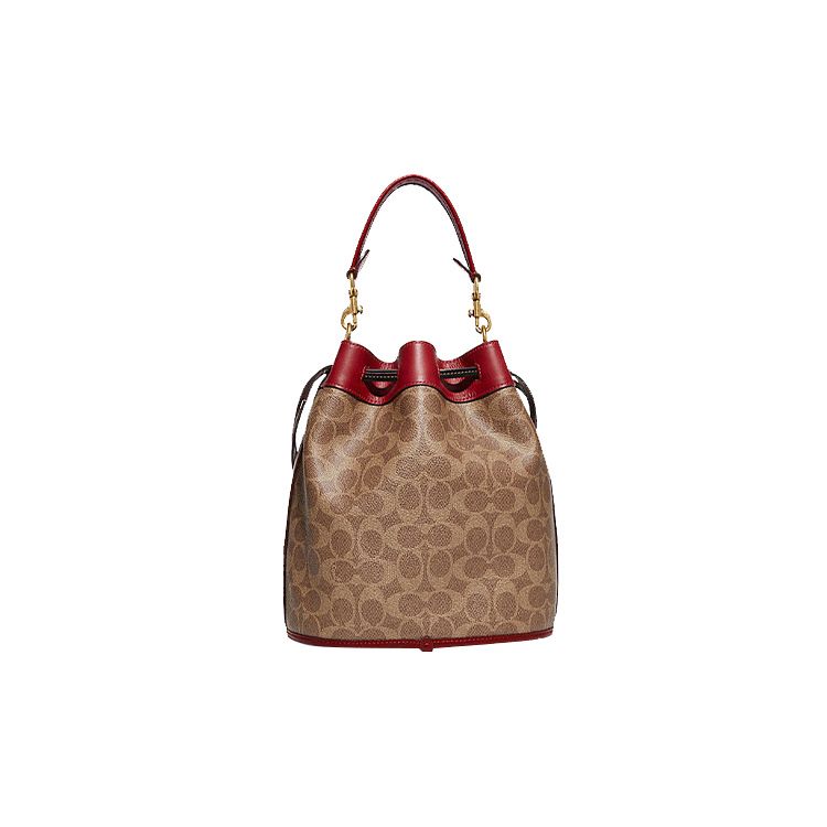 Coach Field 23 Classic Monogram Leather Dinosaur Print Tote Bag Women tote Brown Red C7769-B4TWJ